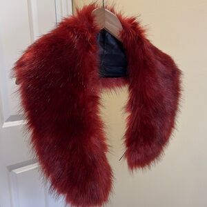 Red Faux Fur Shawl